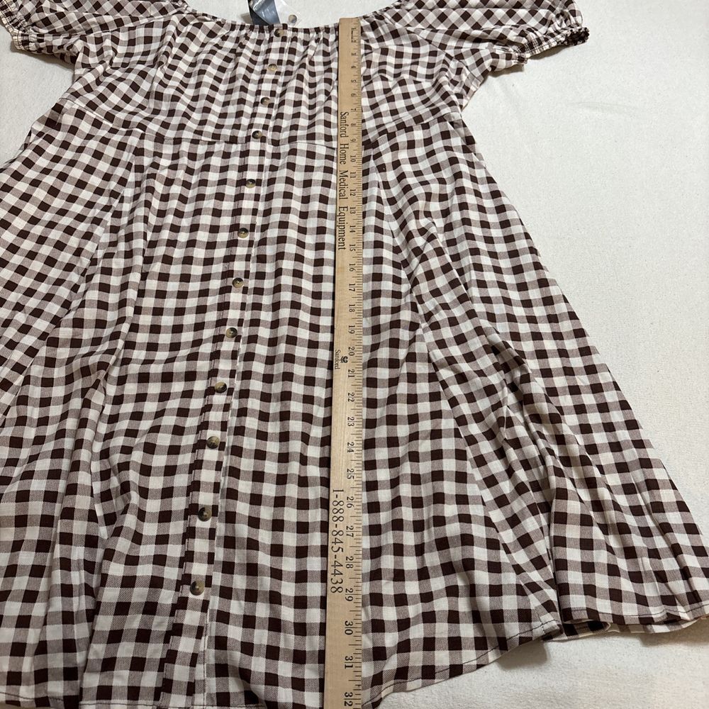 Torrid Cream and Brown Plaid Mini Dress - Picture 5 of 7